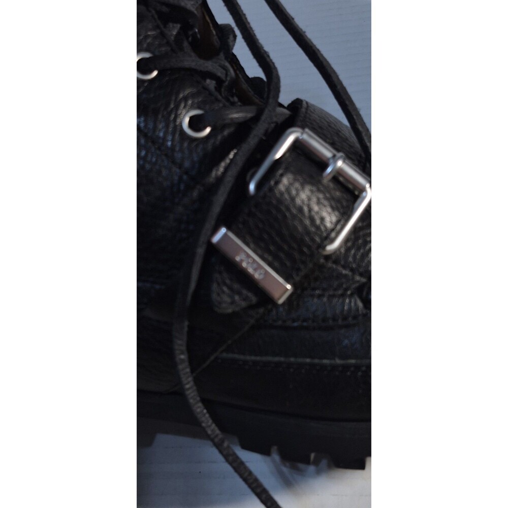 POLO RALPH LAUREN Men's Ranger Tumbled Leather Boot Black US 10.5 - Picture 12 of 14
